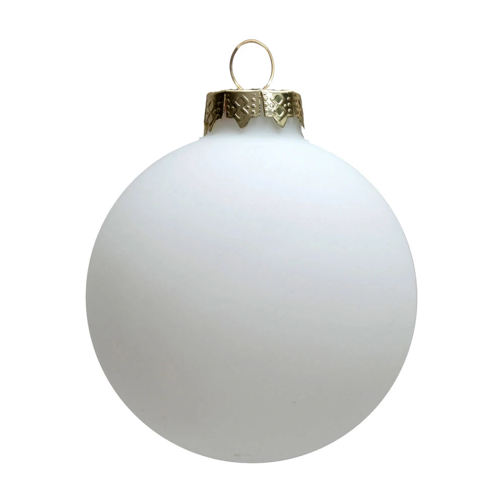 Glazen kerstbal 8 cm Mat wit