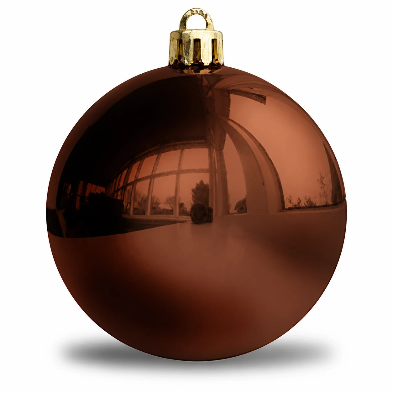 Kunststof kerstbal 8 cm amber glans