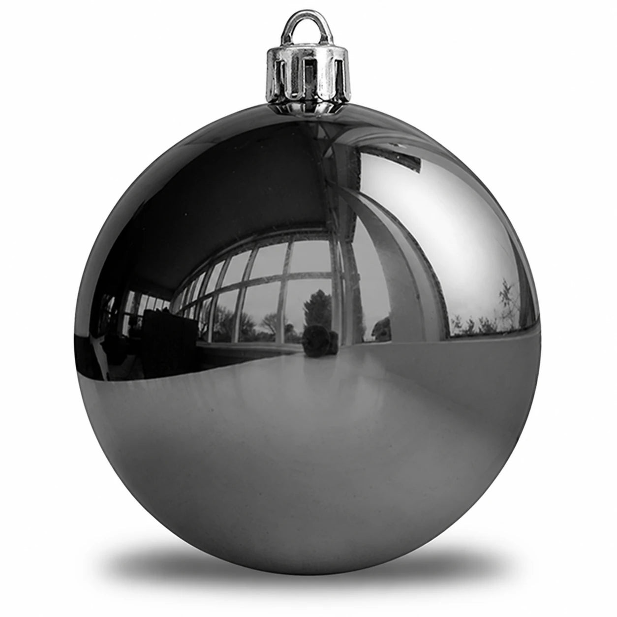 Kunststof kerstbal 8 cm antraciet glans