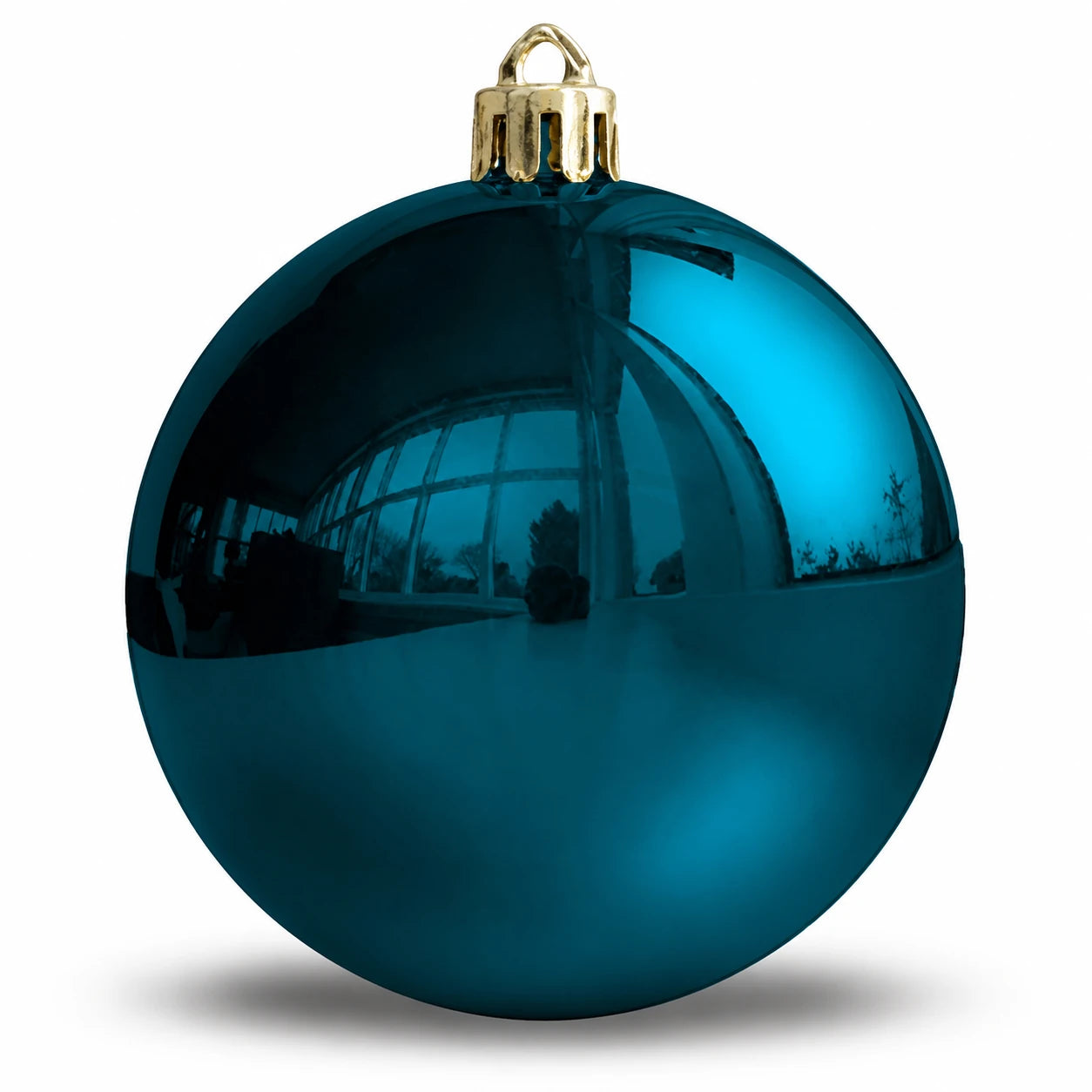 Kunststof kerstbal 8 cm petrolblauw glans